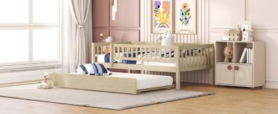 Streamdale Twin Size Wood Daybed With Trundle And Fence Guardrails