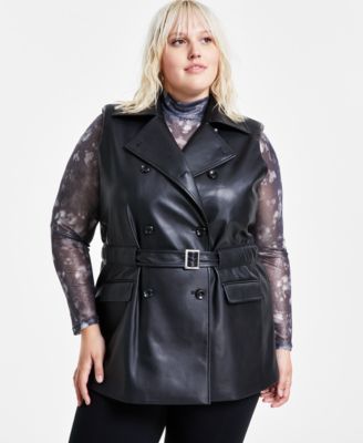 Bar III - Trendy Plus Size Faux-Leather Moto Vest