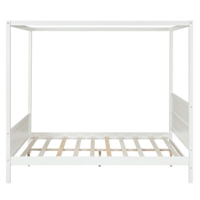 Queen Canopy Bed with Head/Footboard & Slat Support