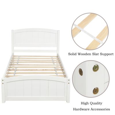 Streamdale Wood Platform Bed With Headboard, Footboard And Wood Slat Support Twin