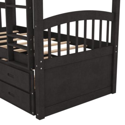 Streamdale Twin Over Twin Wood Bunk Bed With Trundle And Drawers