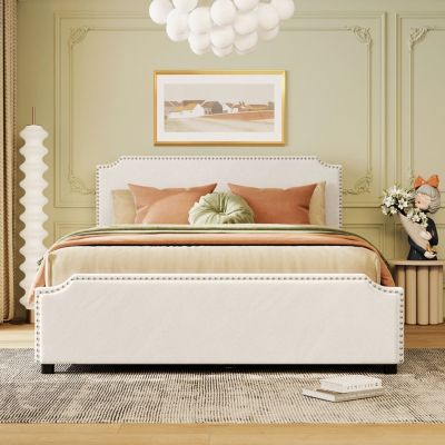 Streamdale Upholstered Platform Bed with Studded Headboard and Drawers