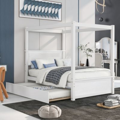 Streamdale Full Size Canopy Platform Bed with Trundle
