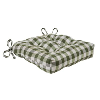 Country Living Gingham Plaid Checkered Country Farmhouse Chair Cushion Pads - 1 Piece 16 in. L x 15 in. W x 3.5 in. D
