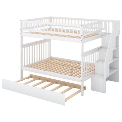 Streamdale Full Over Full Bunk Bed With Trundle And Staircase