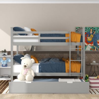 Streamdale Full Over Full Bunk Bed With Twin Size Trundle And Ladder