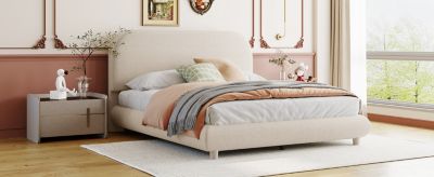 Thick fabric full size platform bed with stylish design