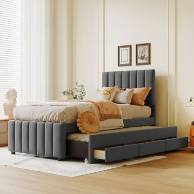 Upholstered Twin Platform Bed with Storage
