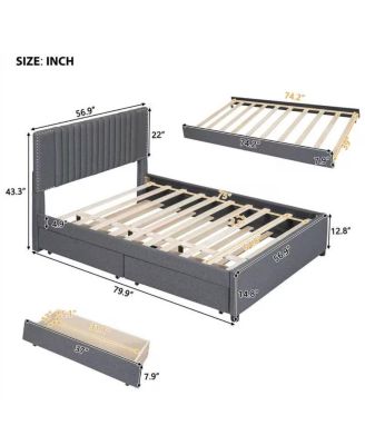 Classic Upholstered Platform Bed with Trundle