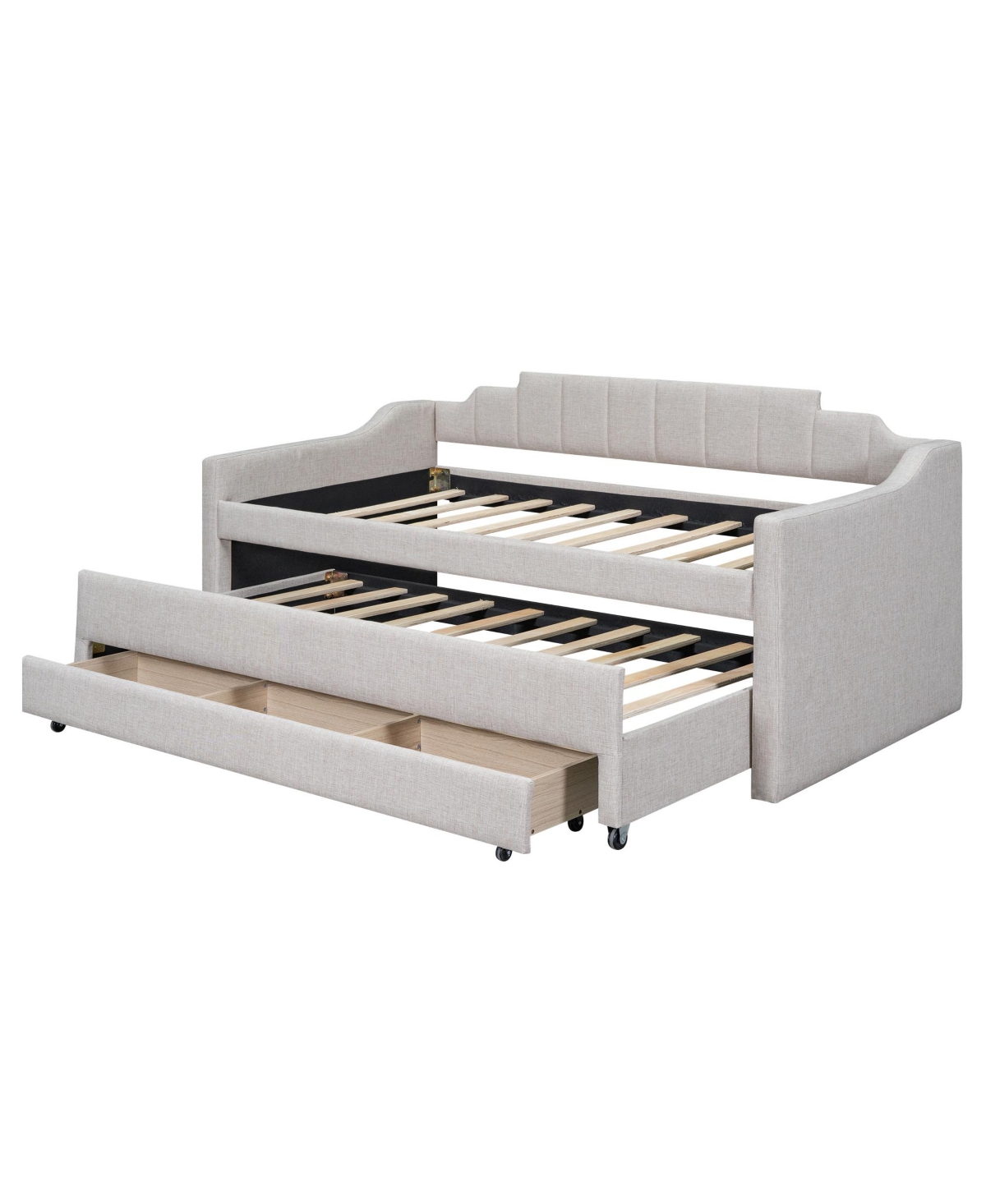 Simplie Fun Twin Upholstered Daybed With Trundle And Three Drawers