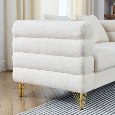 Streamdale 3 Seater + 3 Seater Combination Sofa.White Teddy(Ivory)