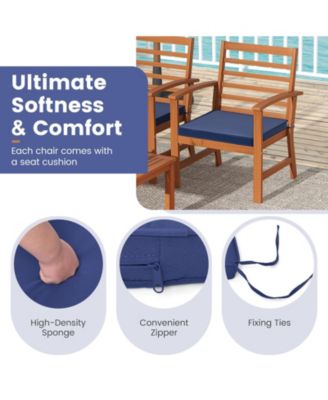 4 Pieces Outdoor Furniture Set with Stable Acacia Wood Frame