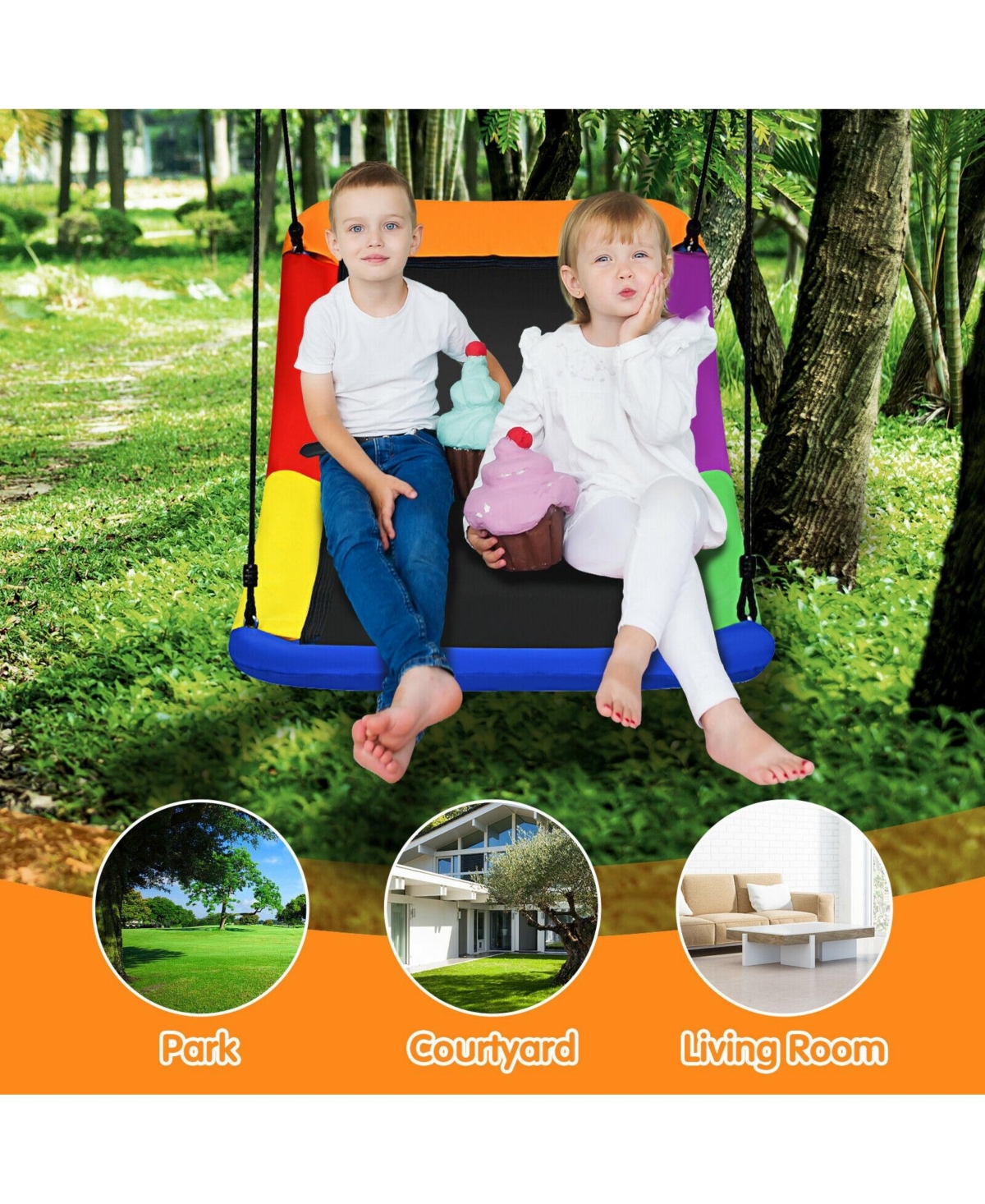 Slickblue Boys Platform Tree Swing 700 lbs Capacity Adults Outdoor Fun