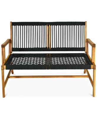 2-Person Acacia Wood Yard Bench for Balcony and Patio