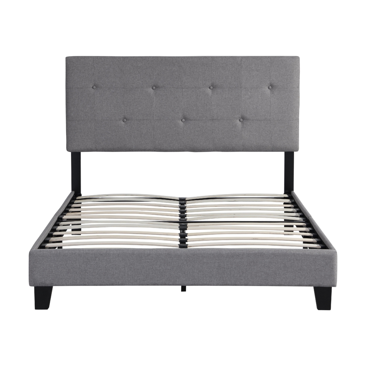 Streamdale Furniture Full Size Upholstered Platform Bed Frame With Modern Button Tufted Linen Fabric Headboard