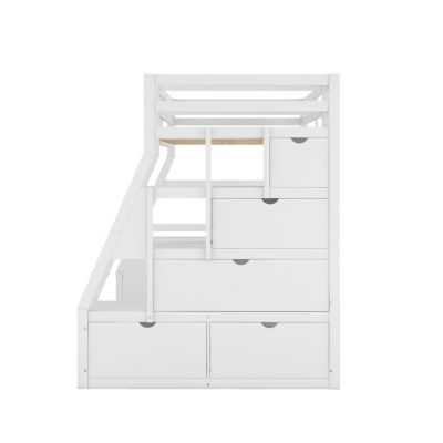 Streamdale Twin Size Loft Bed With With 7 Drawers 2 Shelves And Desk
