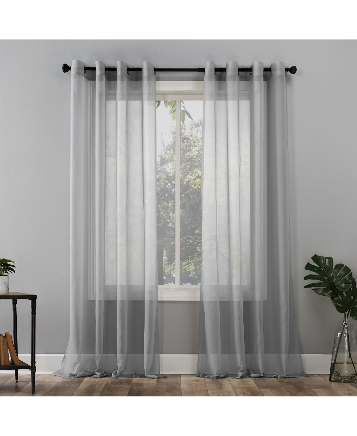 Sheer Voile Grommet Curtain Panel - Silver gray