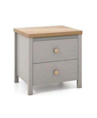 2-Drawer Nightstand with Rubber Wood Legs