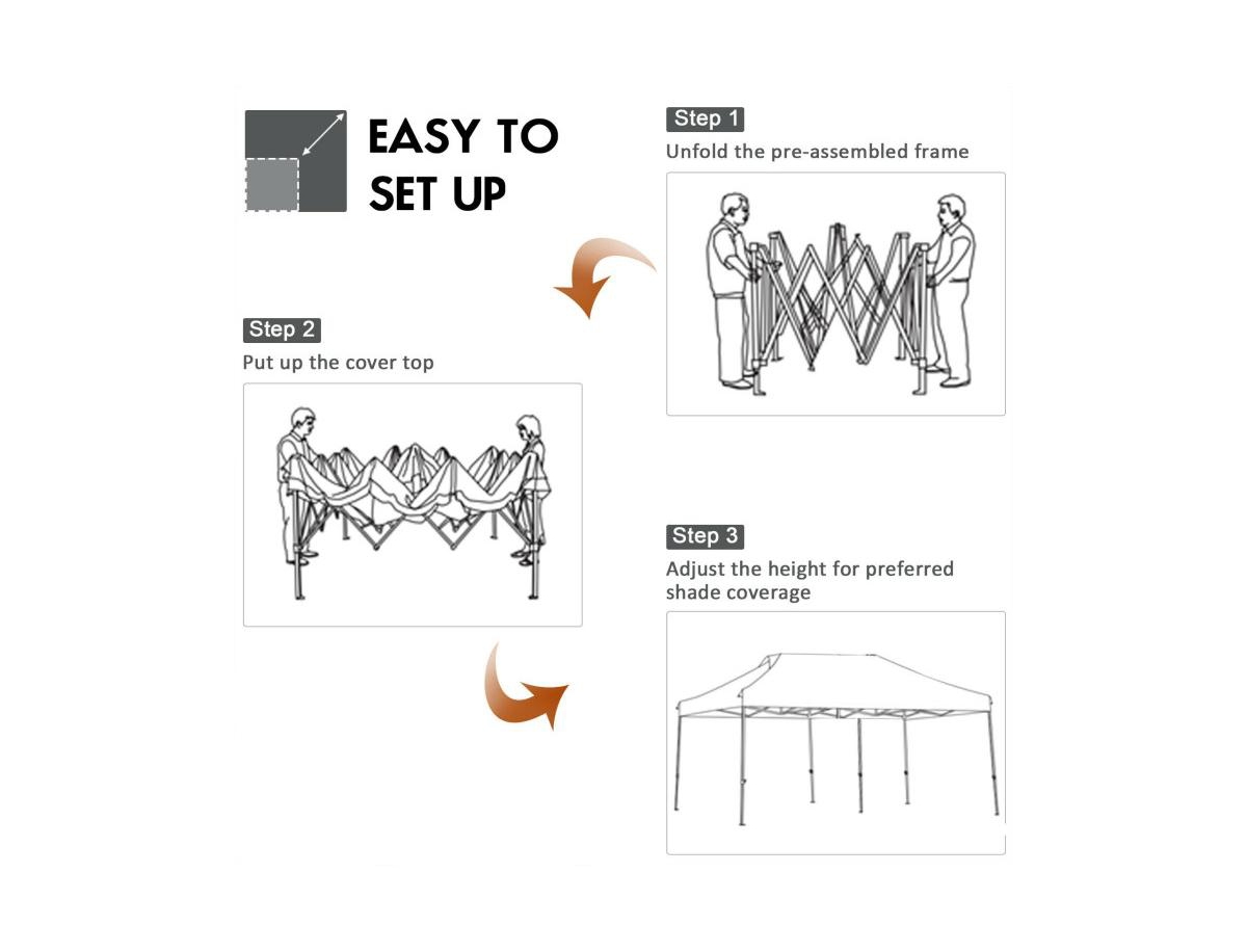 Slickblue 10 x 20 Feet Adjustable Folding Heavy Duty Sun Shelter with Carrying Bag