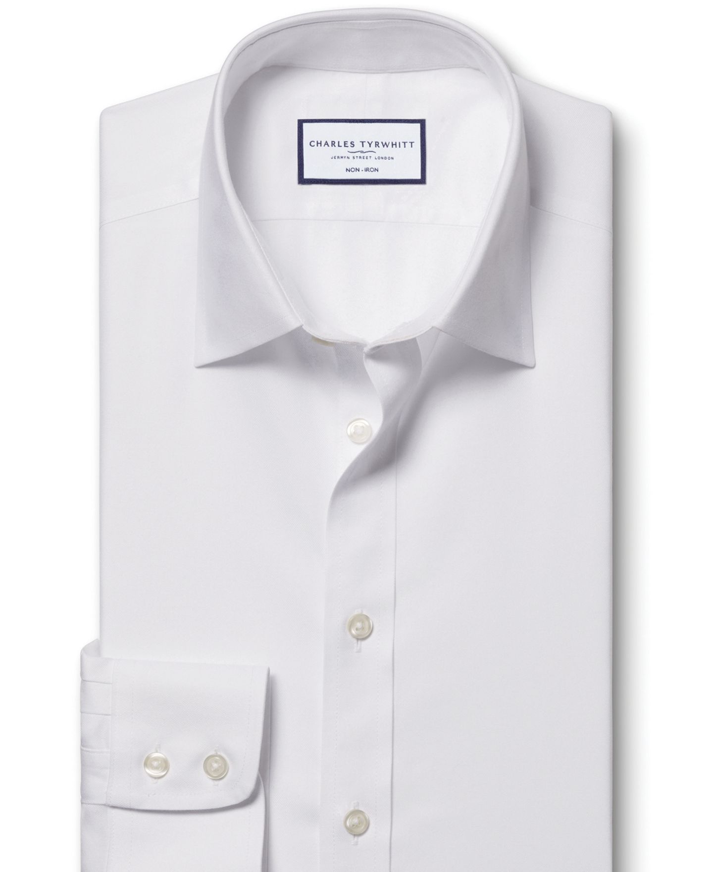 Мужская рубашка Charles Tyrwhitt Slim-Fit Non-Iron Solid Dress Shirt, цвет: Белый — фото 4