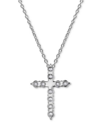 Macy's white gold cross necklace discount