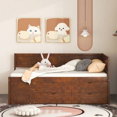 Twin Size Wood Daybed With Drawers And Shelves