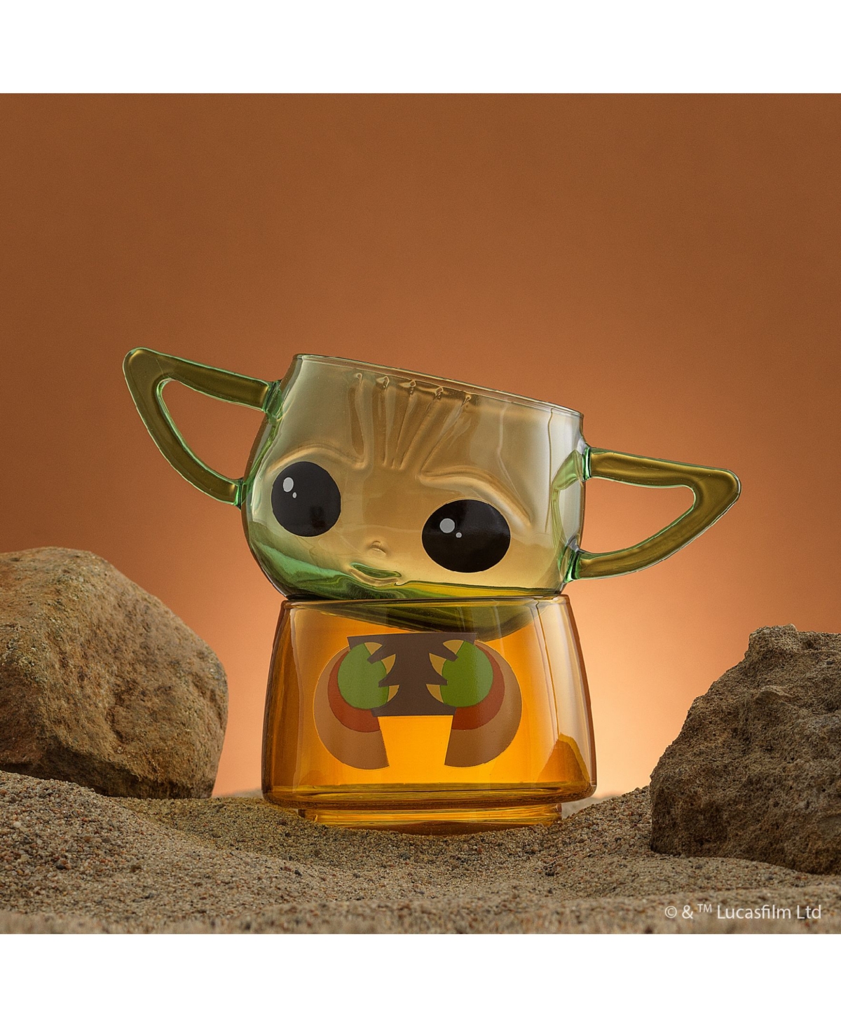 JOYJOLT STAR WARS STACKABLE CHARACTER COLLECTION GROGU DRINKING GLASSES 