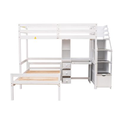 Streamdale Twin Loft Bed with Stairs, Desk, Storage