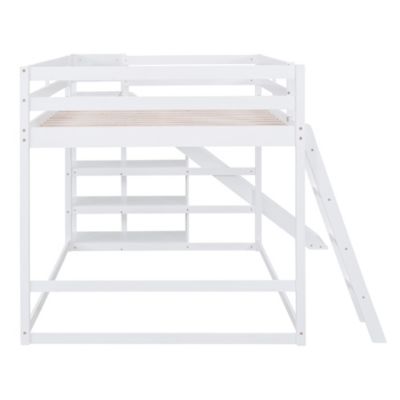 Full Over Full Bunk Bed With Ladder, Slide And Shelves