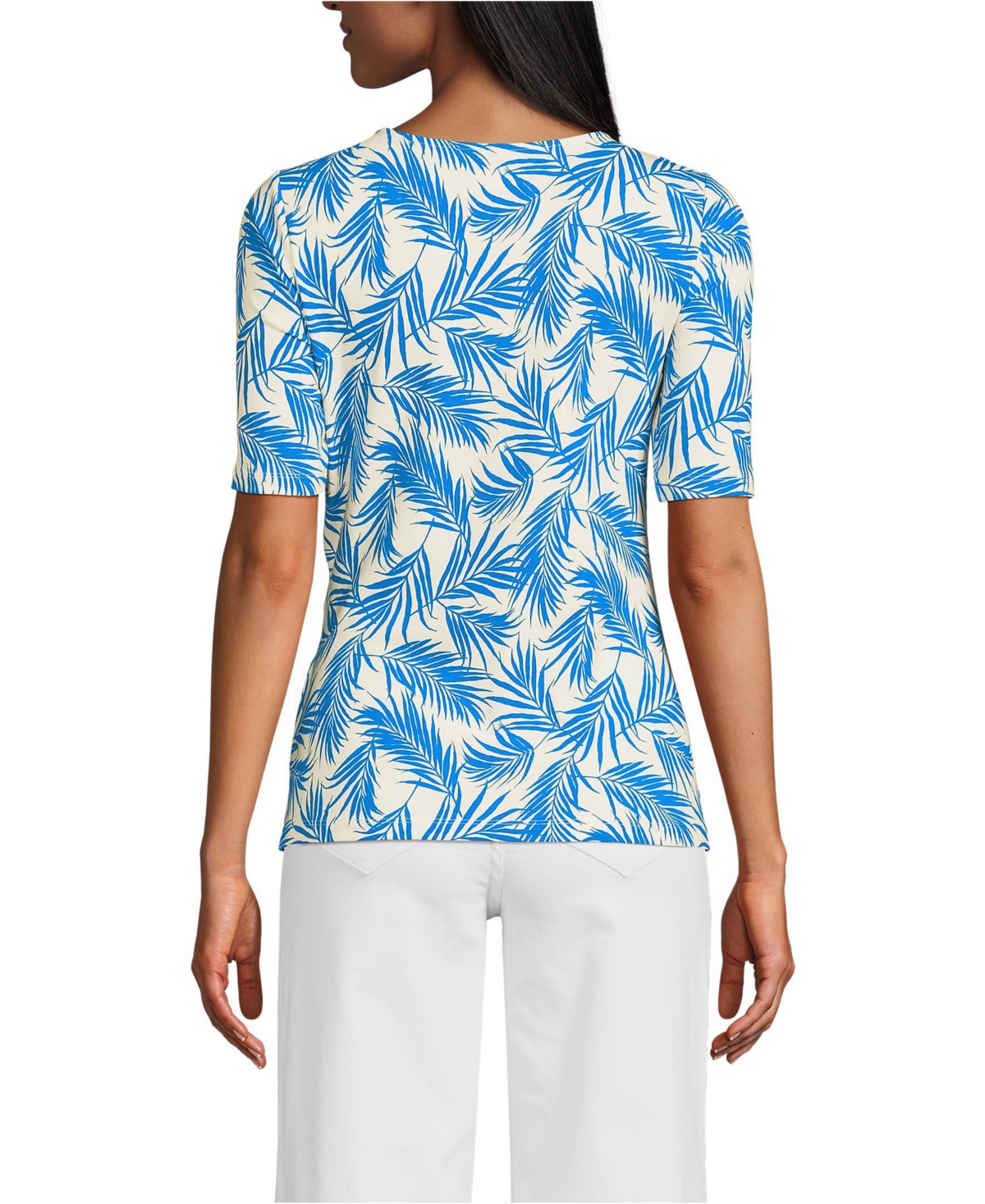 Lands' End Women's Lightweight Jersey Tie Front Top