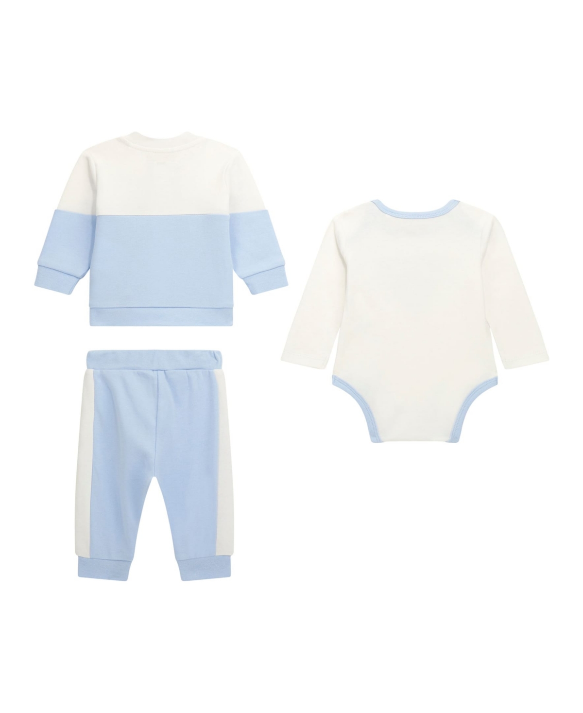 Guess Baby Boy Long Sleeve Bodysuit, Long Sleeve Zip Top, and Pant Set