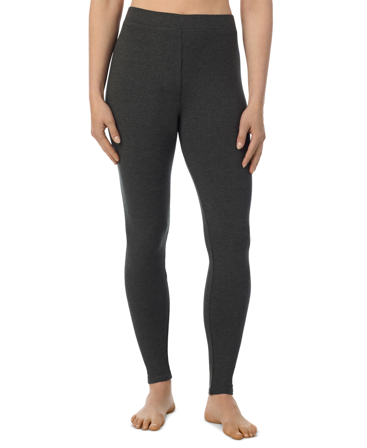 Women's Stretch Ribbed High-Rise Leggings - Black