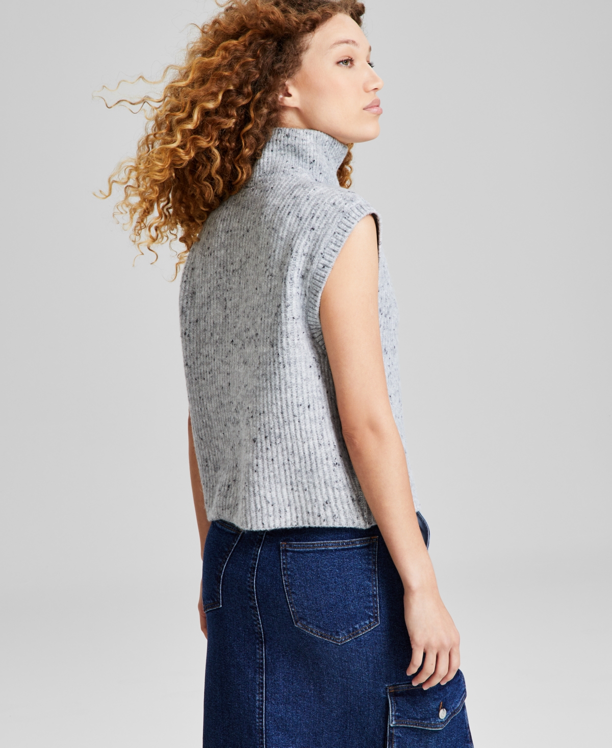 And Now This Women's Ribbed 1/4 Zip Sweater Vest, Created for Macy's