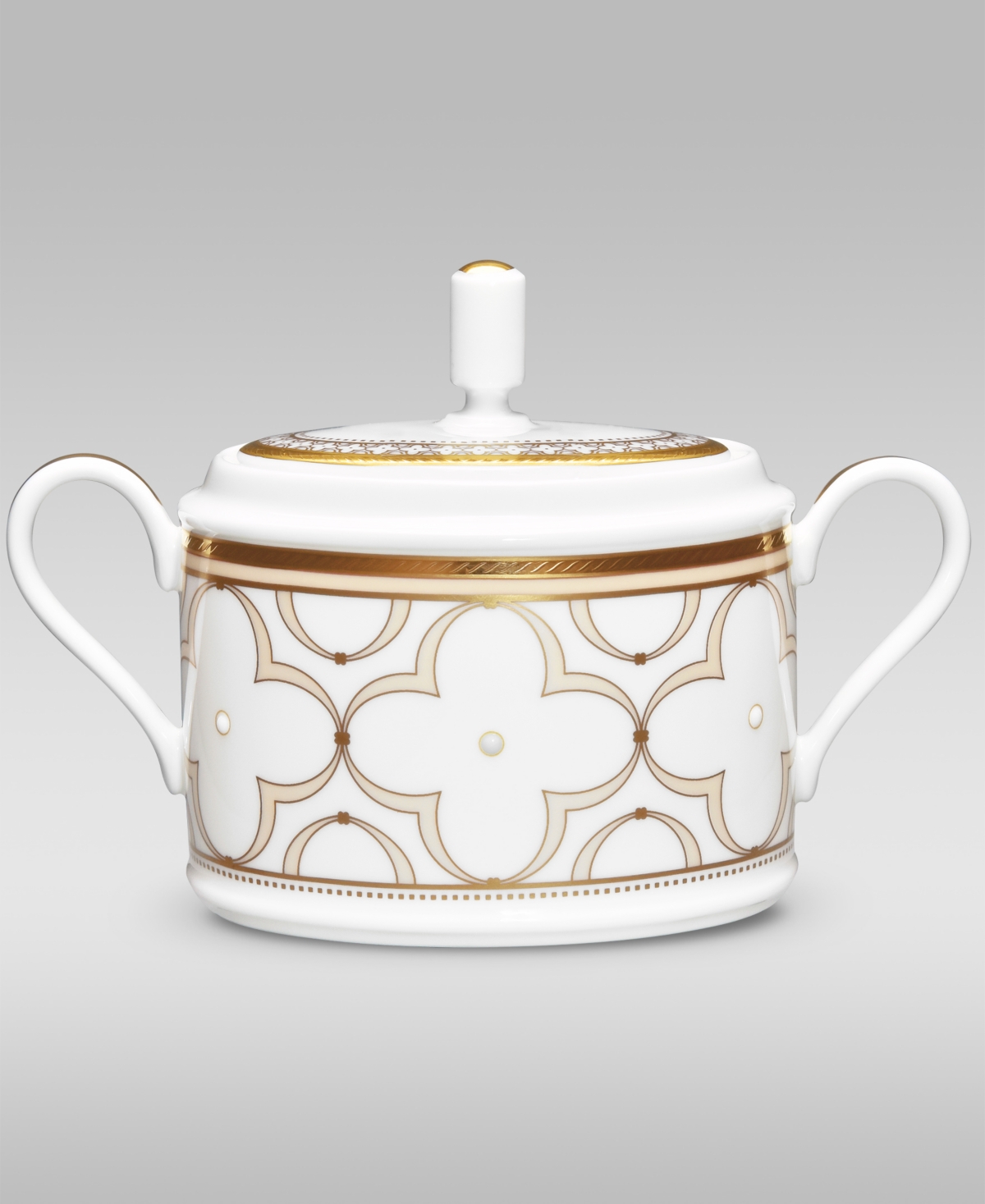 Noritake Trefolio Gold Sugar Creamer Set In White