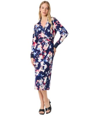 Jones New York - Women's Collared Twisted Wrap Midi Dress