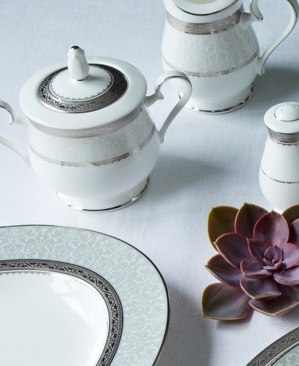 Noritake Odessa Platinum Sugar Creamer Set