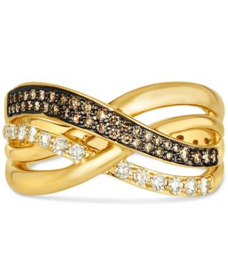 Chocolate Diamond & Nude Diamond Crossover Ring (1/3 ct. t.w.) in 14k Gold