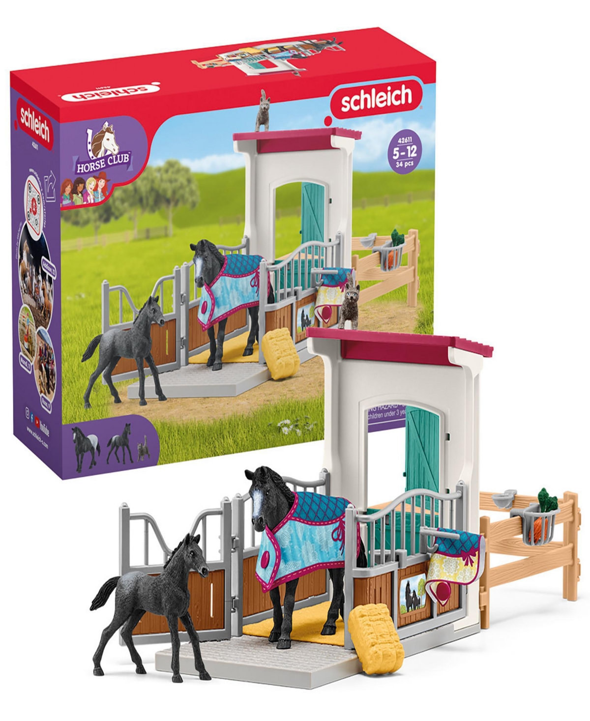 Schleich Horse Club Horse Box With Mare Foal Playset In Multi
