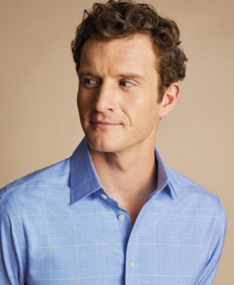 Men's Slim-Fit Non-Iron Glen Plaid Dress Shirt