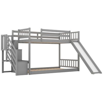 Streamdale Twin Over Twin Bunk Bed &acirc;€“ 1 Pc, Wood, Convertible Slide & Stairway, Space-Saving Kids Bedroom Furniture