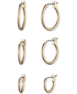 Anne Klein - Silver-Tone 3-Pc. Set Extra-Small & Small Hoop Earrings