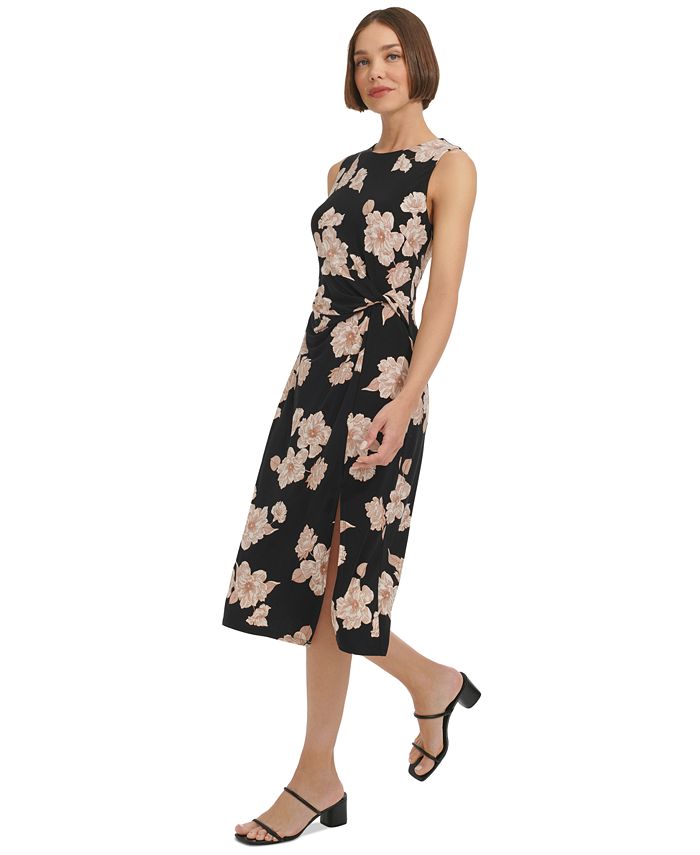 Tommy Hilfiger Women's Floral-Print Jersey Sleeveless Midi Dress - Macy's
