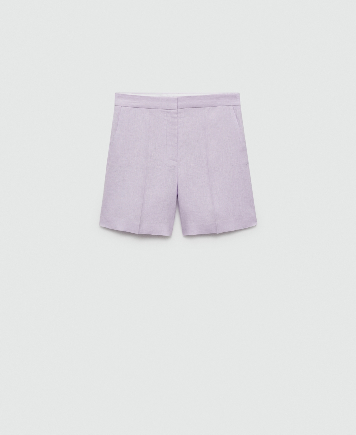 Mango Women's 100% Linen Straight Shorts -Pastel Purple