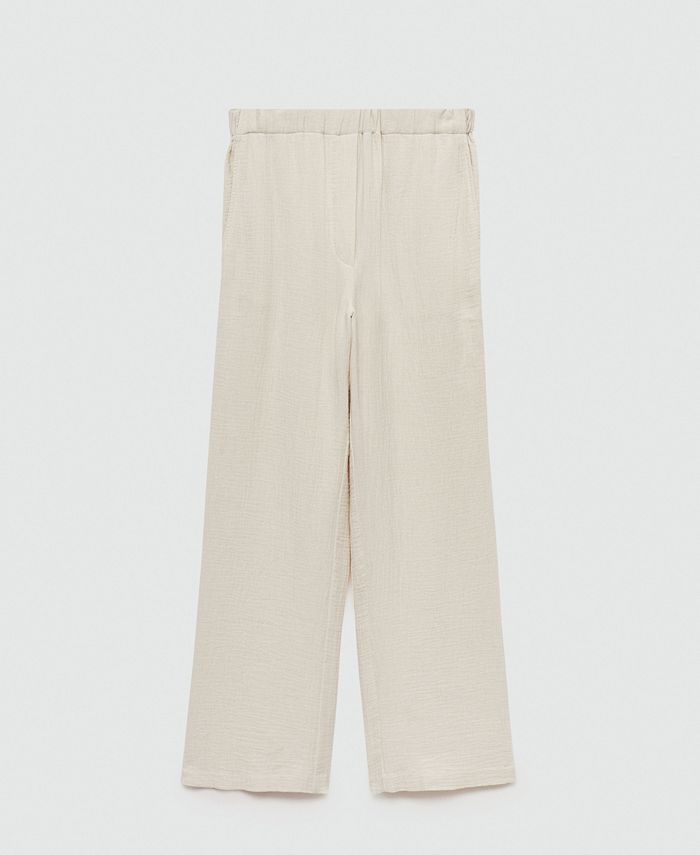 MANGO Women's Cotton Wideleg Trousers - Macy's