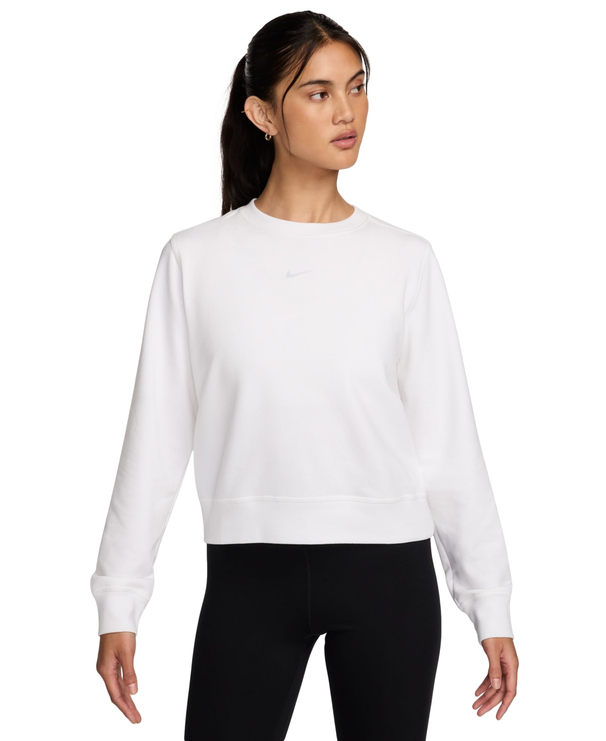 Nike Women's Dri-fit One Crew-neck French Terry Sweatshirt In White