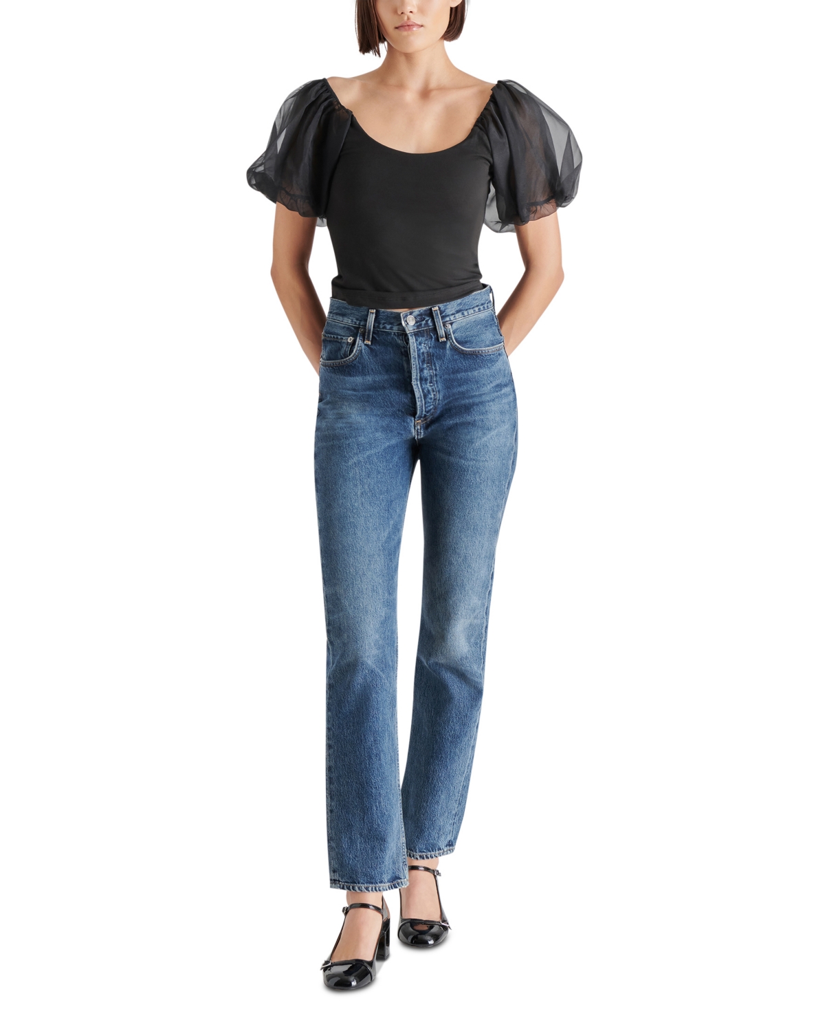 Steve Madden Women's Pamelia Organza-Sleeve Top