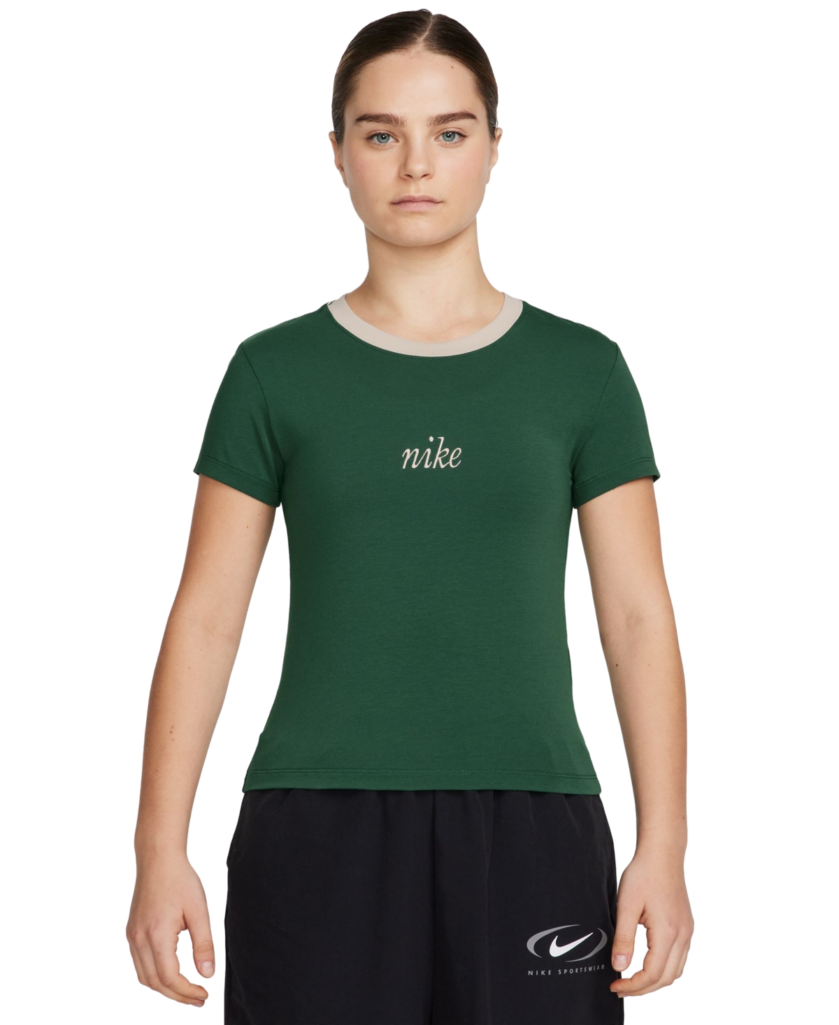 Women's Sportswear Chill Knit Slim Cropped T-Shirt - Gorge Green/lt Orewoord Brn