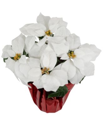 White Artificial Christmas Poinsettia 13.75"