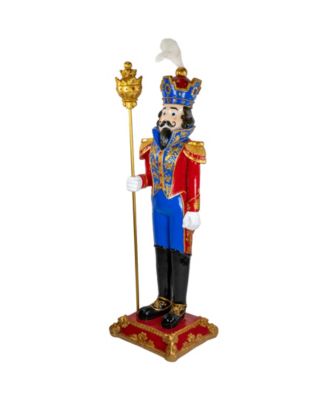 White and Gold Standing Christmas Nutcracker Soldier Holding a Sceptor 6.5 ft