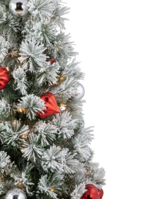 Pre-Lit Potted Snowy Bristle Pine Artificial Christmas Tree 5'